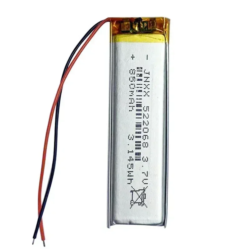 3.7V 850mAh 522068 Real Capacity Rechargeable Polymer Lithium Battery Electronic Products Small Fan Digital LED Light MP3 MP4