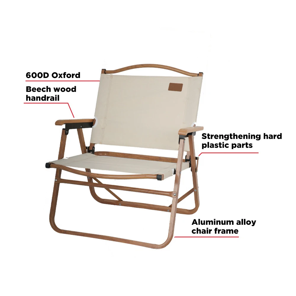 High Quality Multi-size Custom Color Logo Camping Beach Chair Wooden Lightweight Portable Outdoor Camping Folding Chair