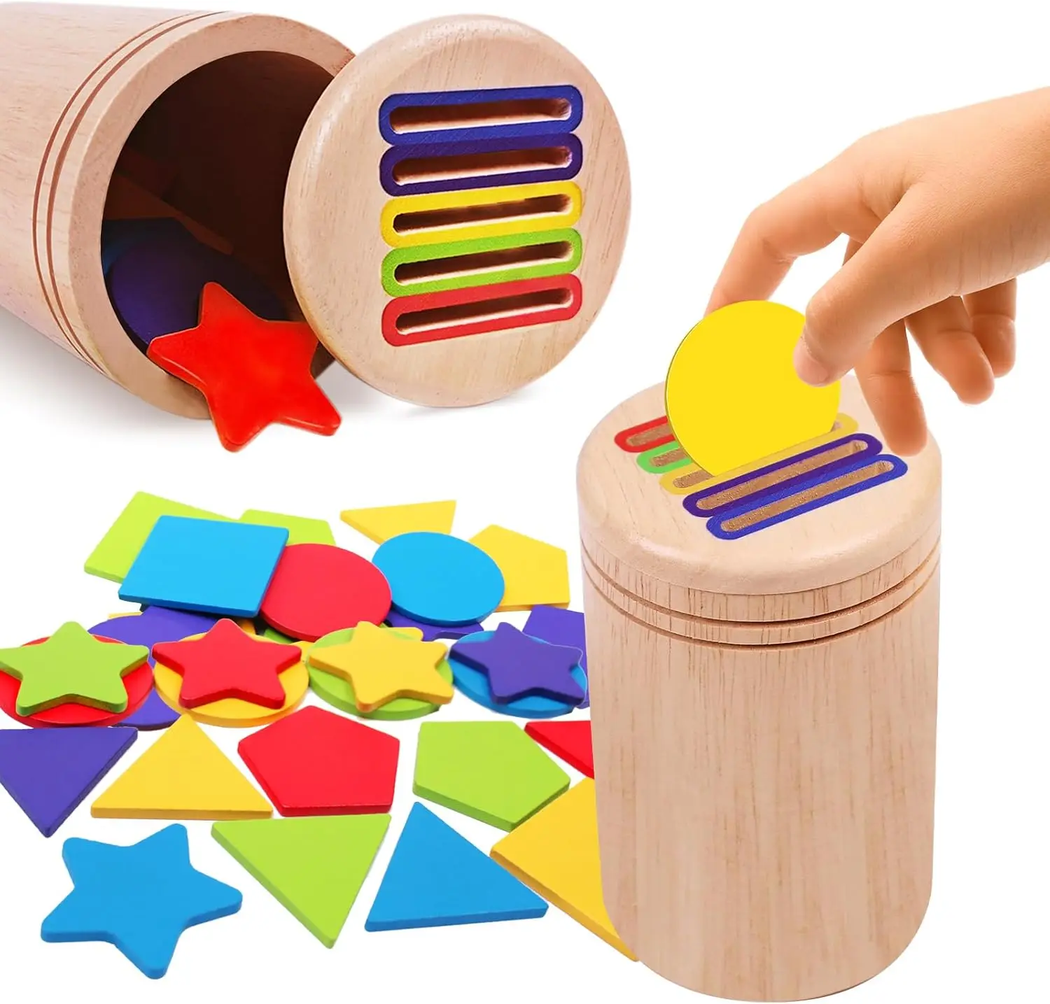 Juguetes Montessori para niños de 3 años, juguetes de clasificación de monedas y colores de aprendizaje de madera para niños pequeños, juego de combinación sensorial para regalos de niños y niñas