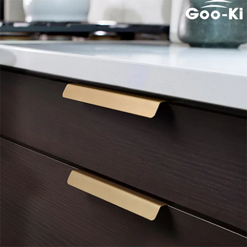 Brass Cabinet Handle and Knobs Rotating Platform Invisible Handles Kitchen Drawer Pulls Wardrobe Knobs Furniture Hardware