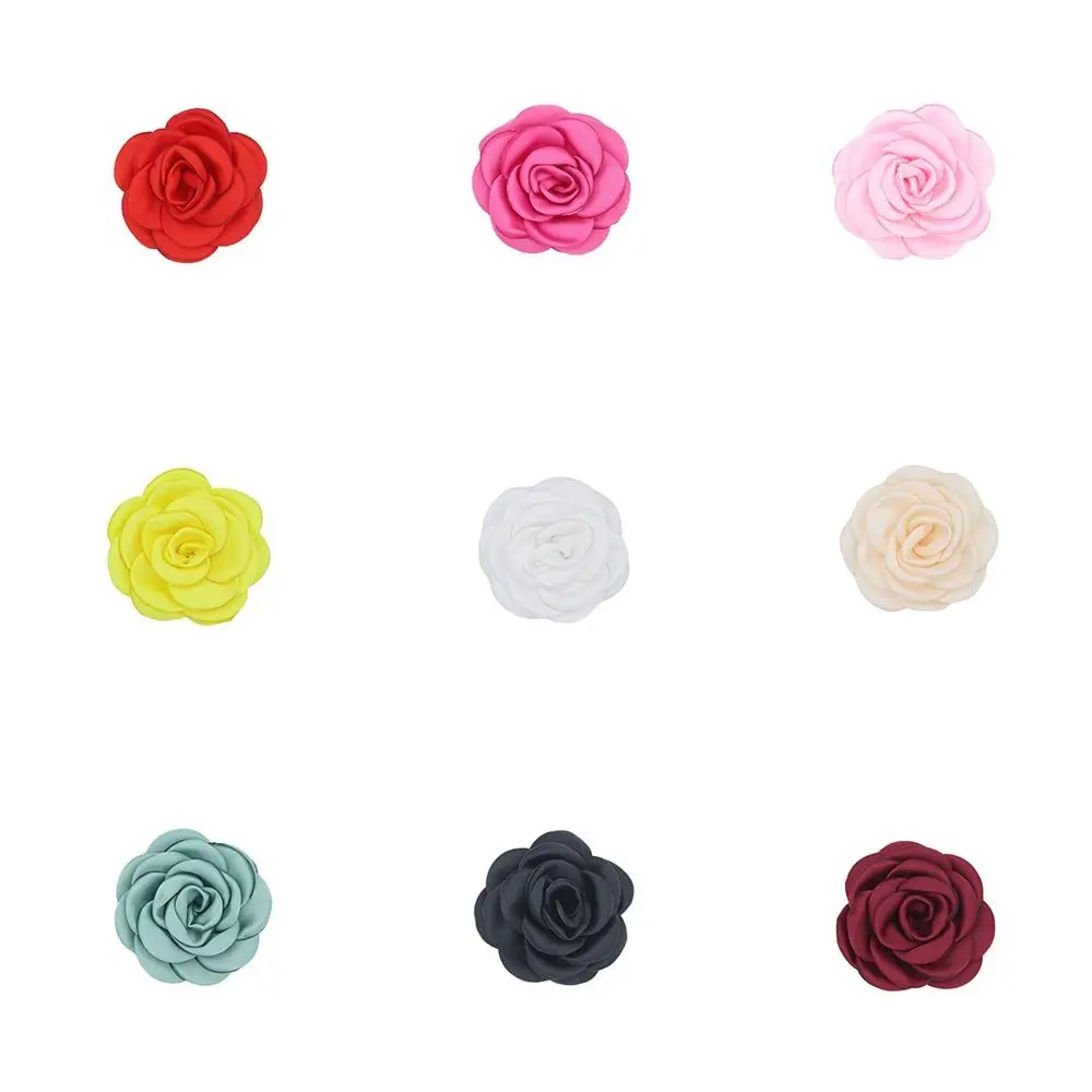 Camellia Flower Fabric Artificial Flower Women Silk Satin Rose Hair Accessory Wedding DIY Dress Decoration Luggage Accessory