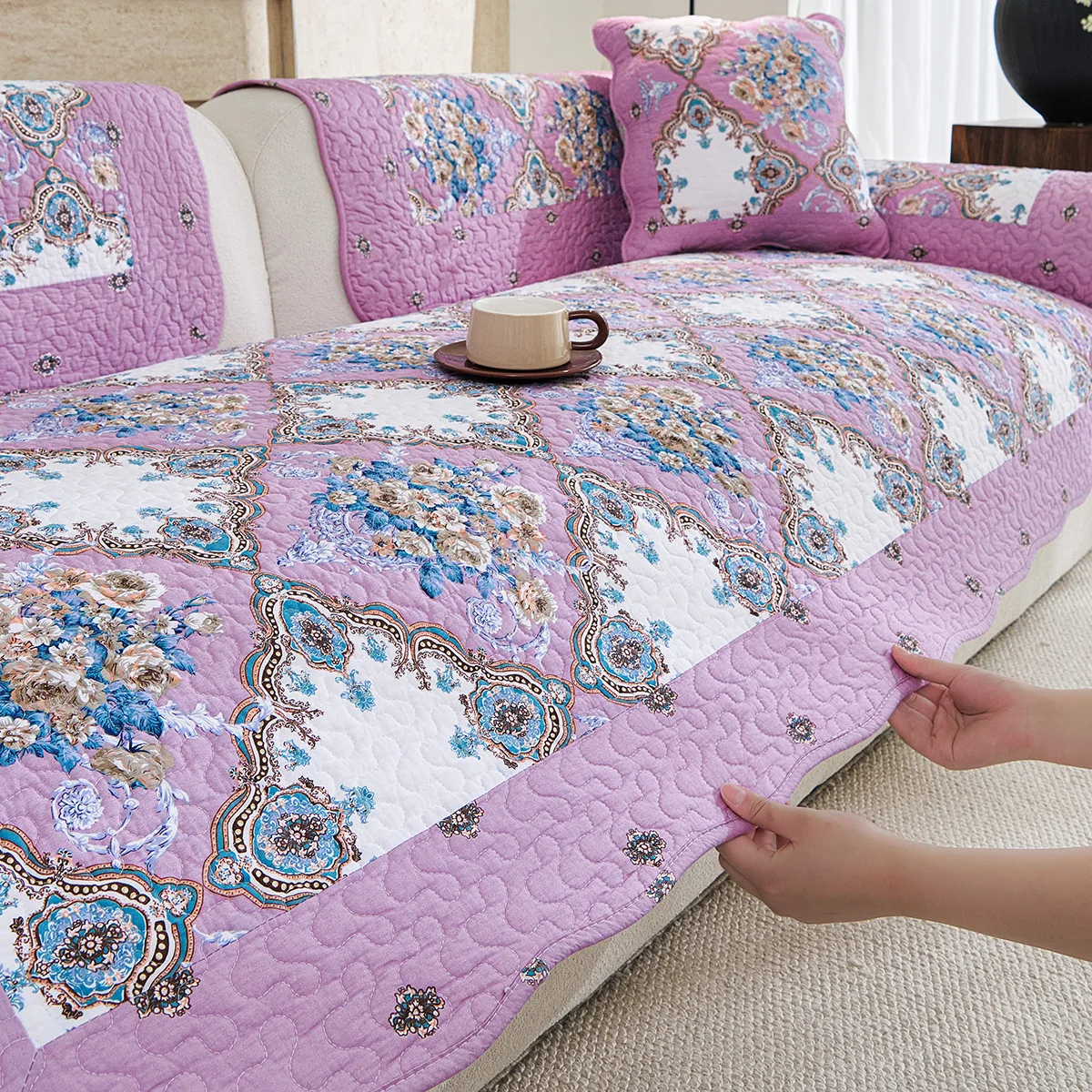 Korean Flowers Sofa Covers Non-Slip Couch Cover for Living Room Chaise Lounge Sofa Mat Cover Nordic Universal Corner Sofa Towel