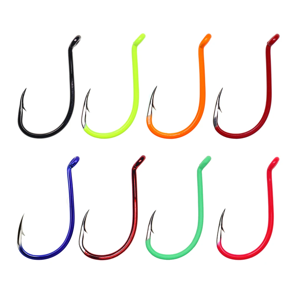 High Carbon Steel Saltwater Fishhook Luminous Green UV Fluo Offset Point Octopus Fishing Hooks Size #10~#10/0