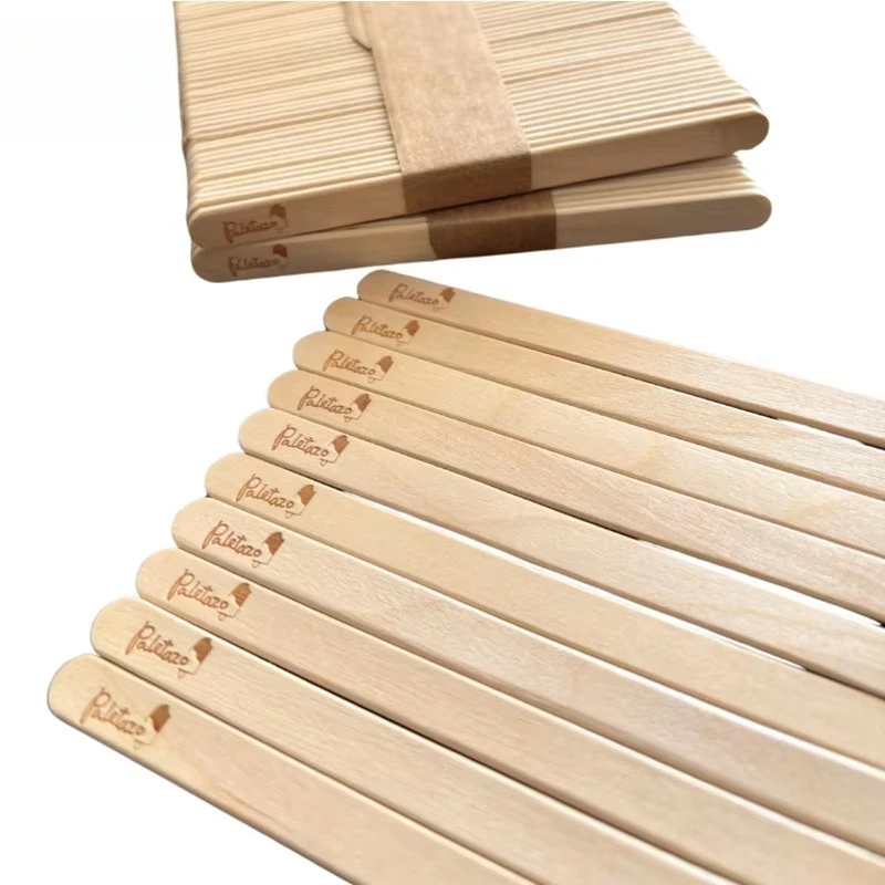 Eco-friendly 114mm Birch Disposable Popsicle Stick Food Grade Ice Cream Tool with Custom Logo - Wholesale