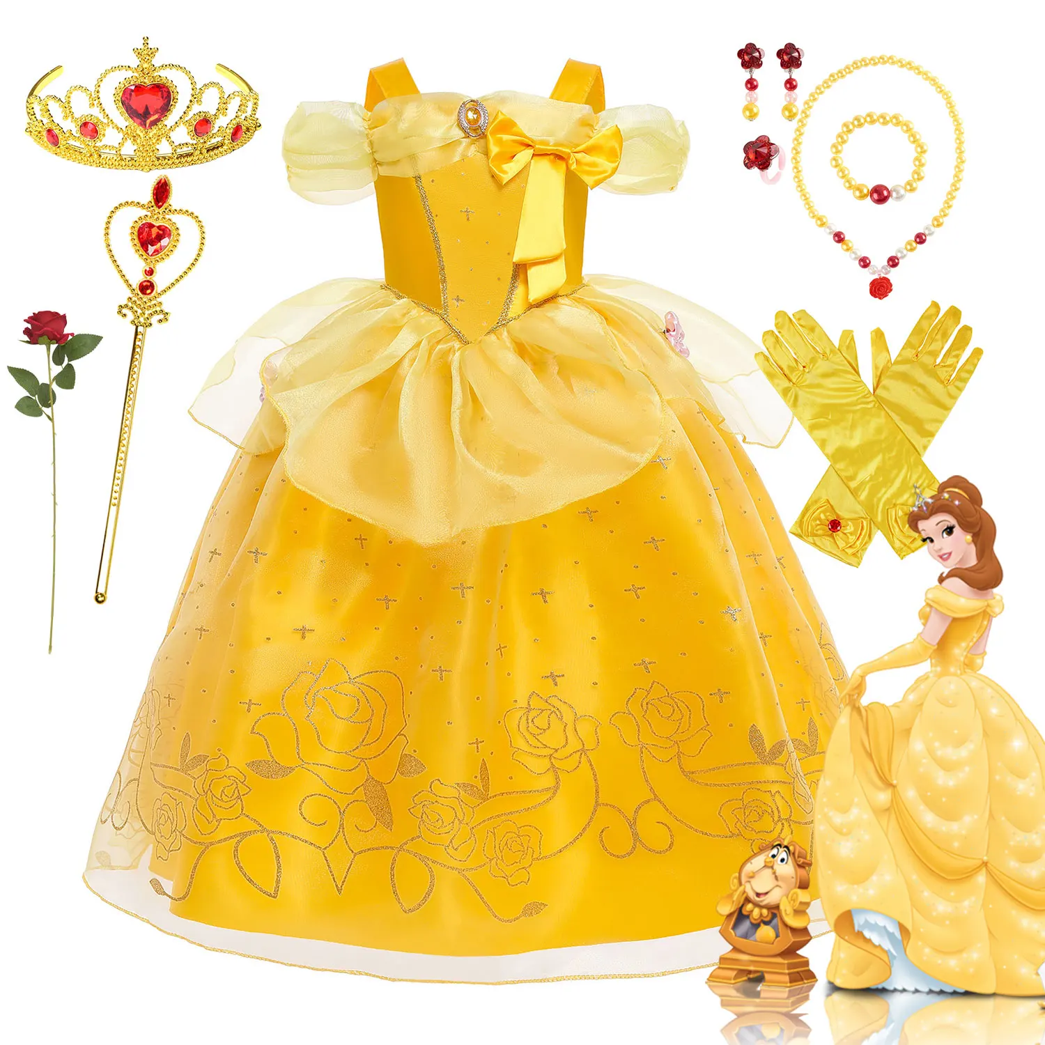 Costume de princesse de luxe de Style anglais Disney, vêtements de carnaval, fête d'anniversaire, robe de Cosplay la Belle et la bête