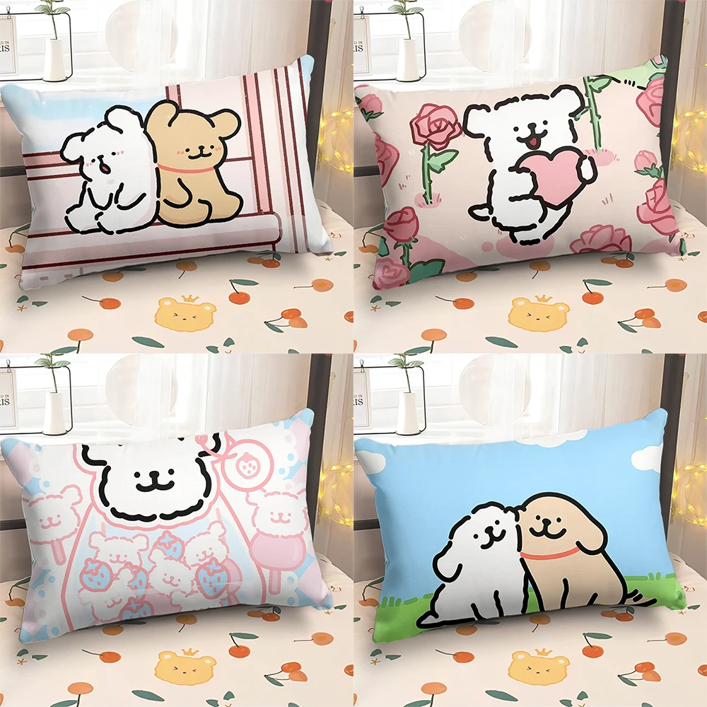 

MINISO cute cartoon line puppy print pillowcase home room decoration sofa cushion cover bed sleeping pillowcase