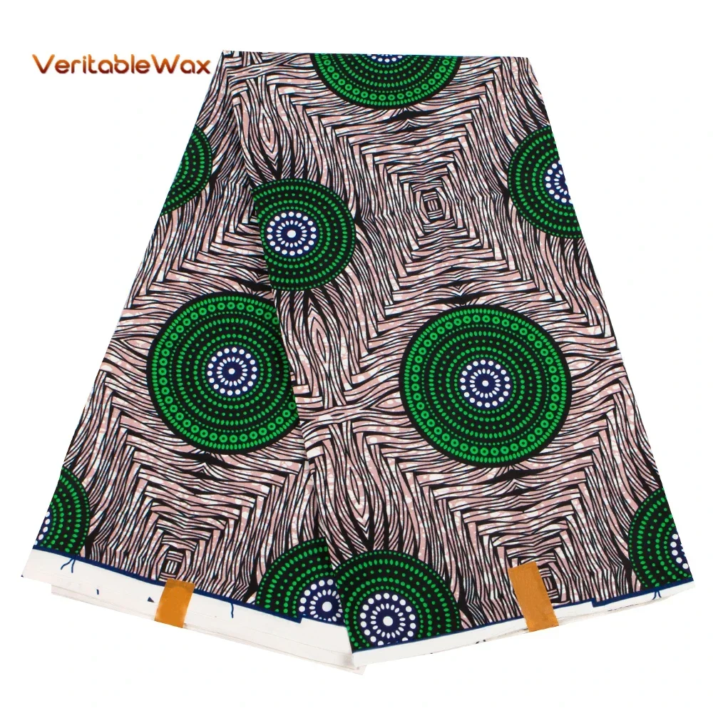 Veritablewax Fan Pattern African Fabric By the Yard Polyester Material For Handsewing High Quality Cloth for Party Dress N-20