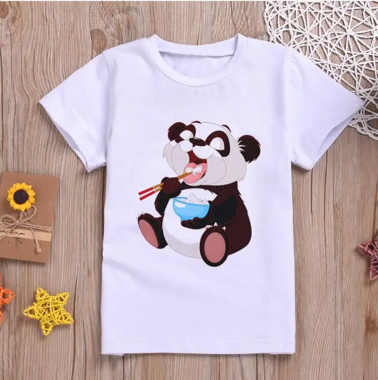 Kinderen Kleding Cartoon T-shirt Voor Kinderen Zomer Top Tees Jongens Meisjes Nieuwigheid Panda Zoete T-shirt O-hals Unisex