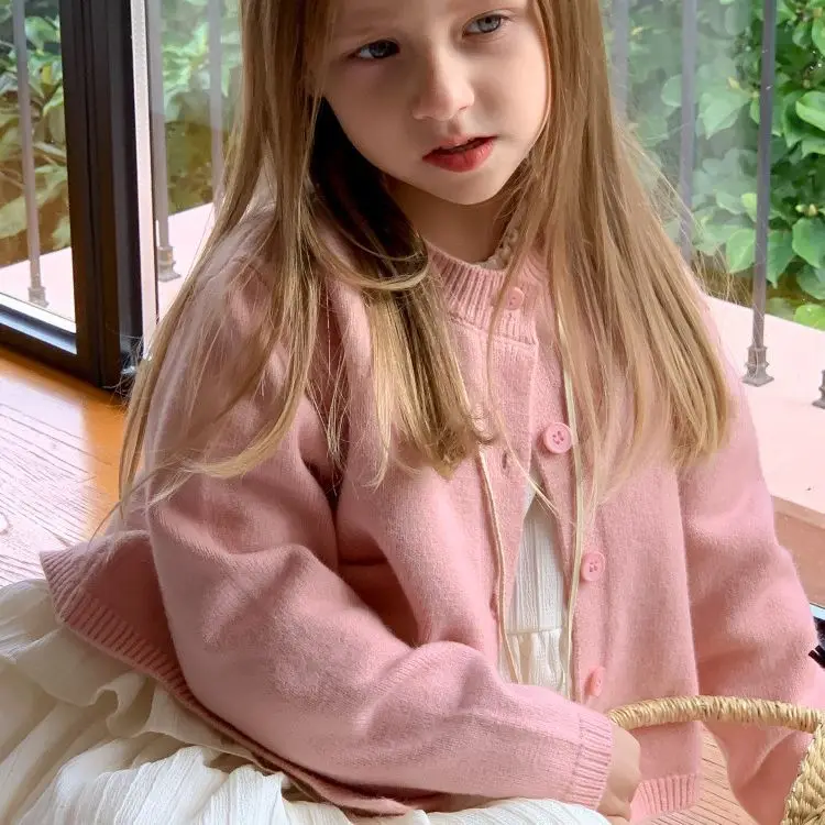 

Новинка 202, корейская версия в западном стиле, женский детский свитер, куртка, детский топ, свитер, вязаный кардиган для девочек, осень и зима