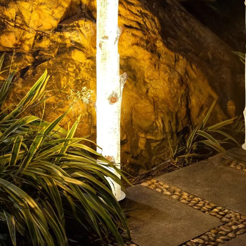 Simulated luminous birch tree lamp Internet celebrity shopping mall coffee shop indoor and outdoor courtyard landscaping resin