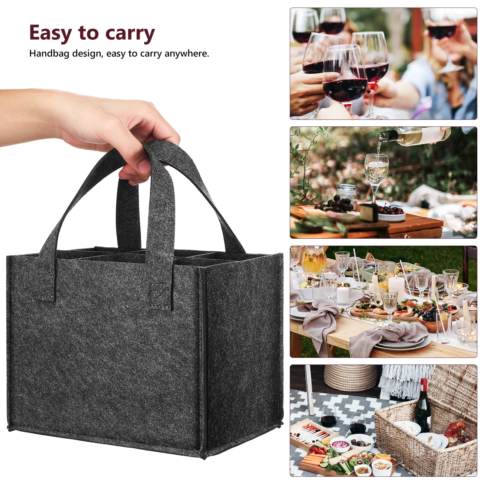 

2pcs Red Bag Carrier Divider Portable Tote Beer Insulated Bottle Holder Foldable Lightweight Container