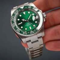 NH34A Automatic Mechanical Watch for Men GMT 40mm Sterile Diver Watch Black Blue Green Sunburst Dial Sapphire Crystal Date