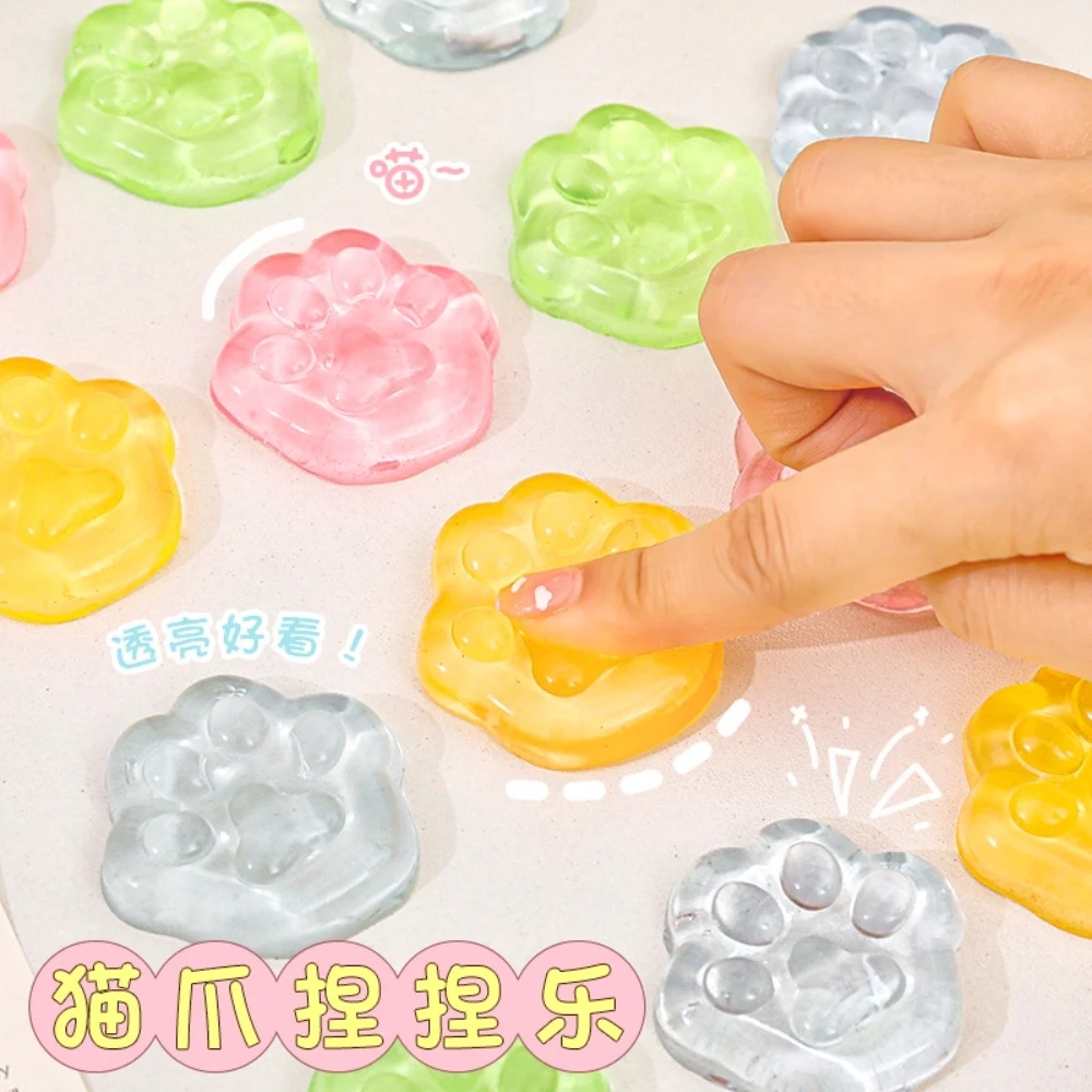 Creative Cat's Paw Squeezing Toy Transparent Decompression Sticky Cartoon Stress Relief Small Gift