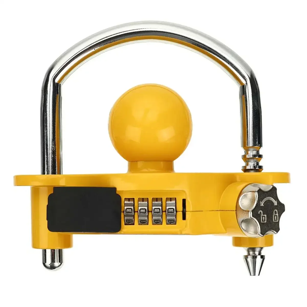 Yellow Universal Heavy Duty Hitch Lock Caravan Trailer Ball Coupler Trailer Lock Password Hitch Anti-Theft Lock