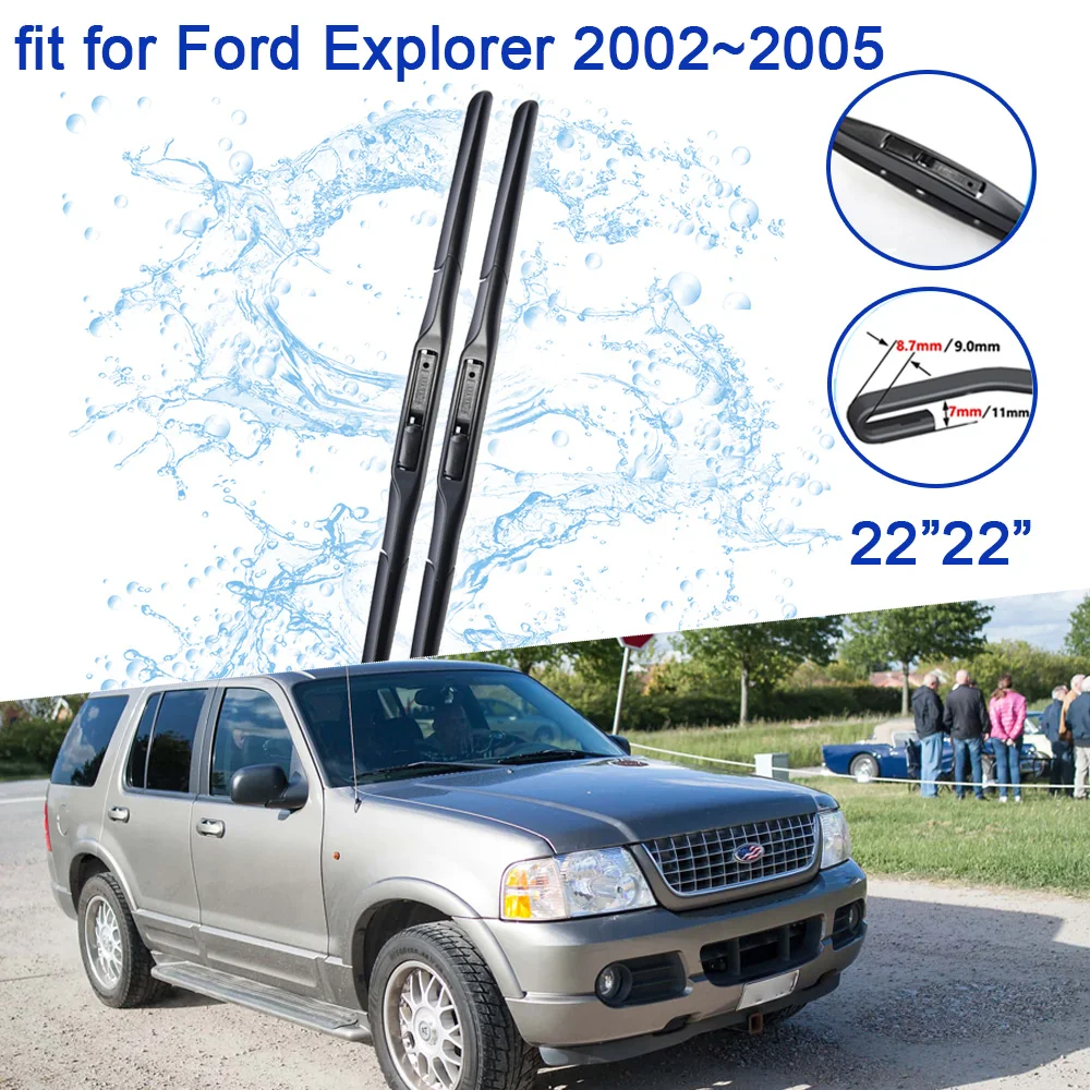 for Ford Explorer U152 2002~2005 2004 2003 Accessories Front Rear Wipers Blades Set Car Window Brushes Winter Cleaning Stickers