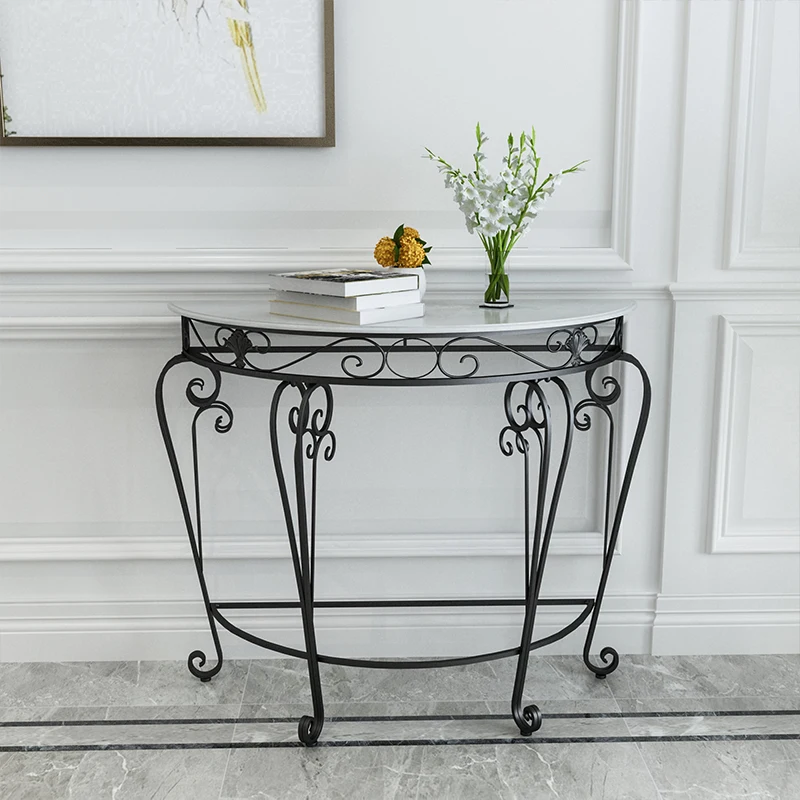 European MDF Entrance Table Living Room Console Table Hallway Semi-round Console Table  Bedroom Corner Table Furniture Decor