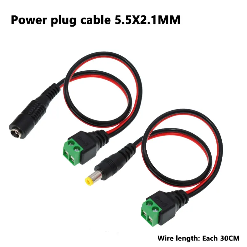 

1Set 30CM wire green Male + Female 12V 2.1x5.5MM DC Power Jack Plug Audio AUX free welding socket Connector