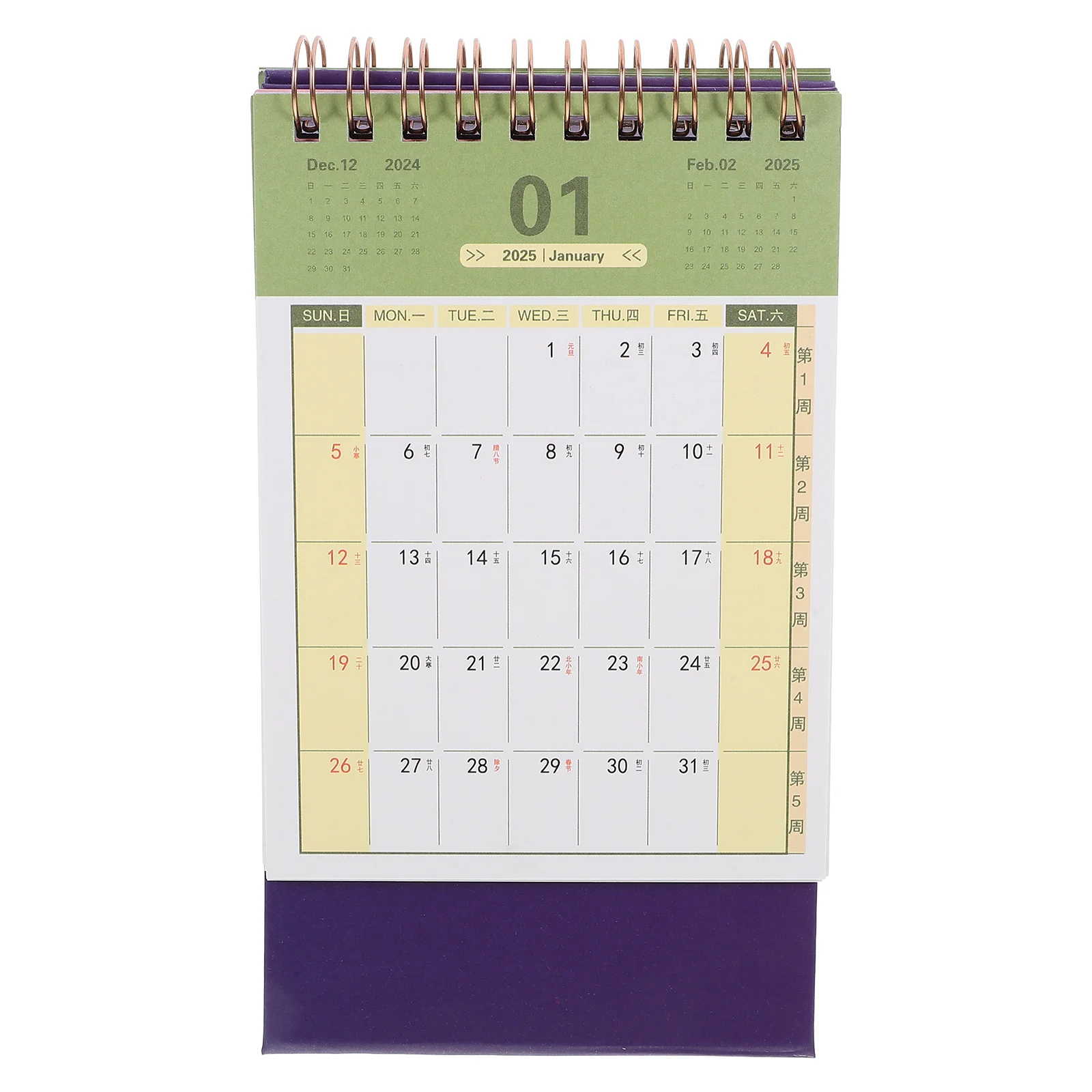 Planificador de calendario de escritorio 2025 con tapa de pie para Año Nuevo, mesa pequeña, cuaderno, oficina