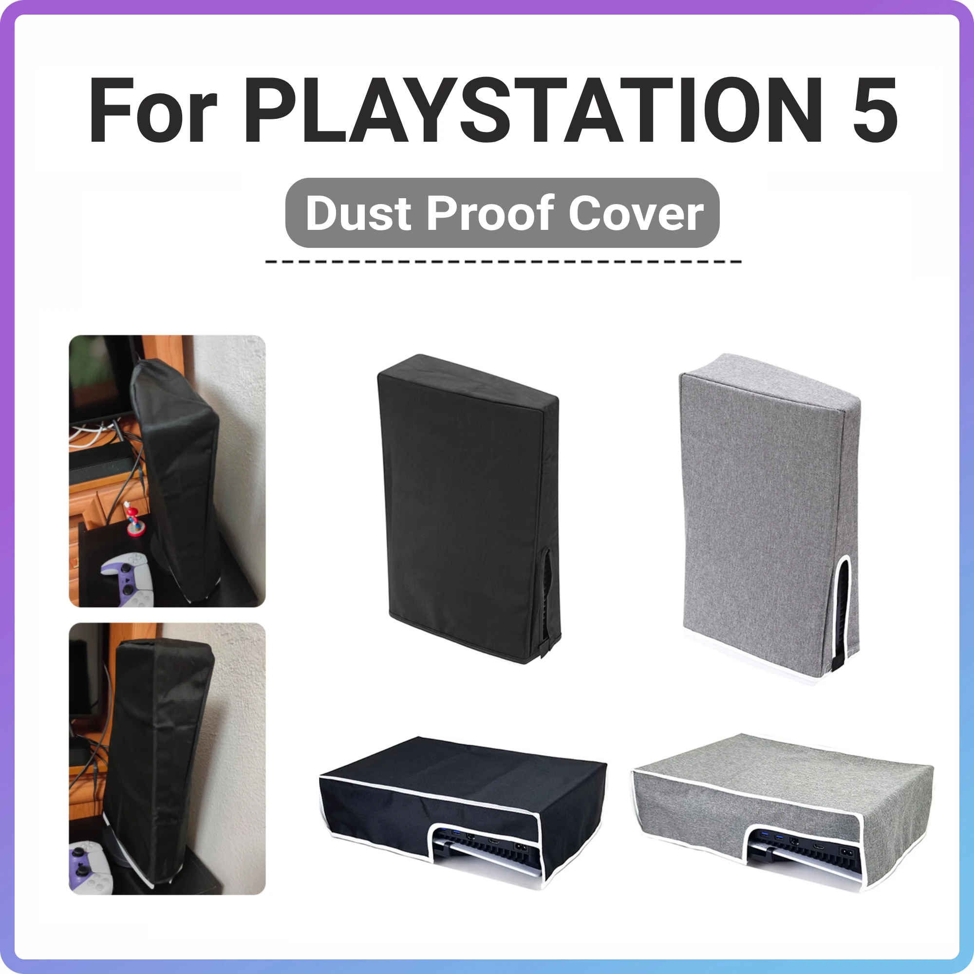 For PS5 Slim Vertical/Horizontal Dust-proof Cover Game Console Protector Case Washable Sleeve For Playstation 5 Slim Accessories