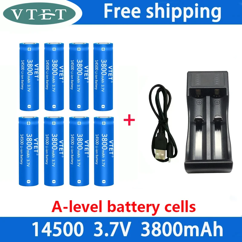 New 14500 3.7V 3800mAh Battery Lithium Ion Battery Used for Electric Toothbrush Razor Barber Rechargeable Battery with Charger