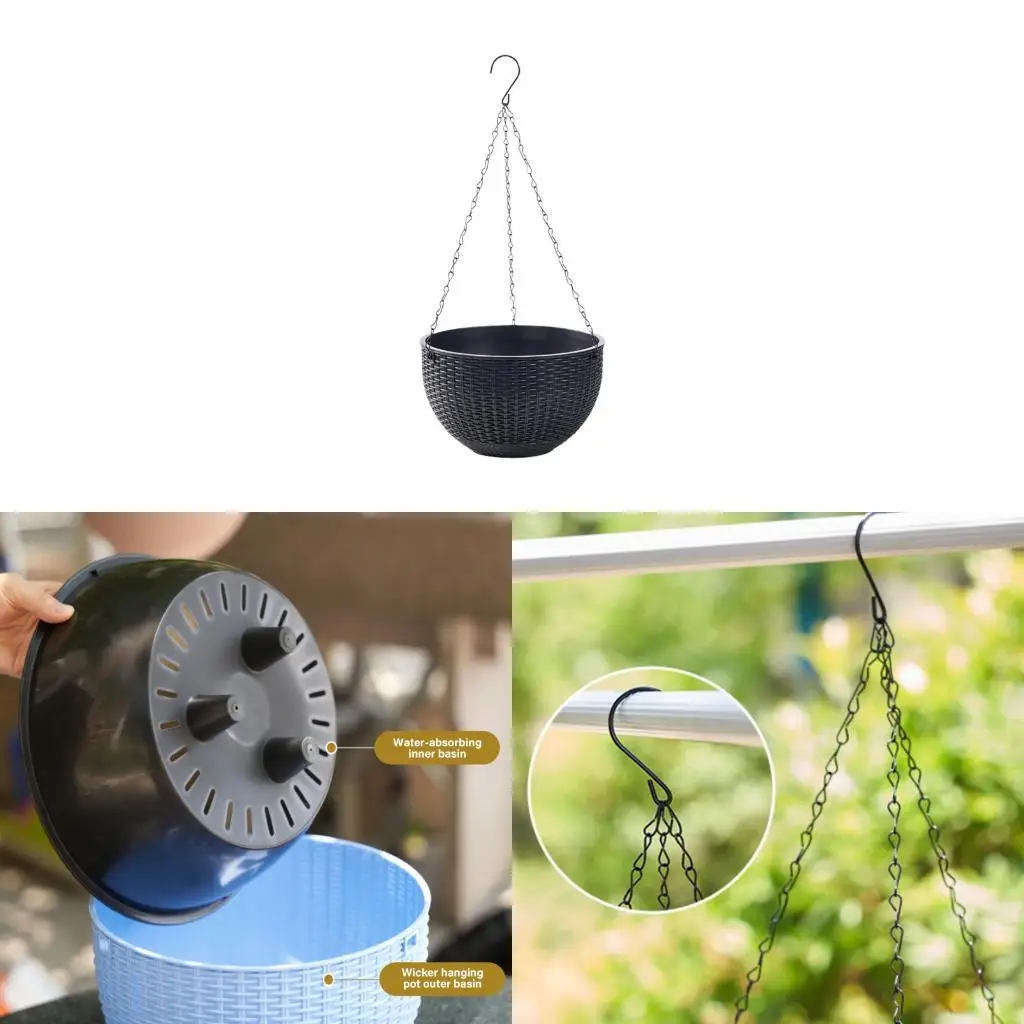L9BE Rattan Styles Hanging Planter Flower Pot Hanging Basket For Indoor Outdoor Plant Home Garden Balcony Decoration