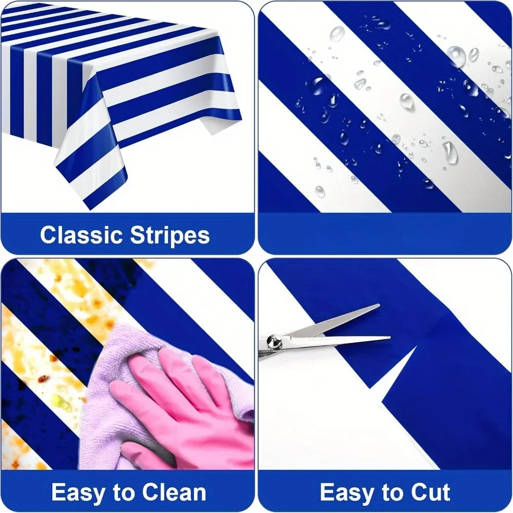 1pc blue and white stripes - highly suitable for birthday parties, picnics, young people's showers and sea-themed decorationsxzj