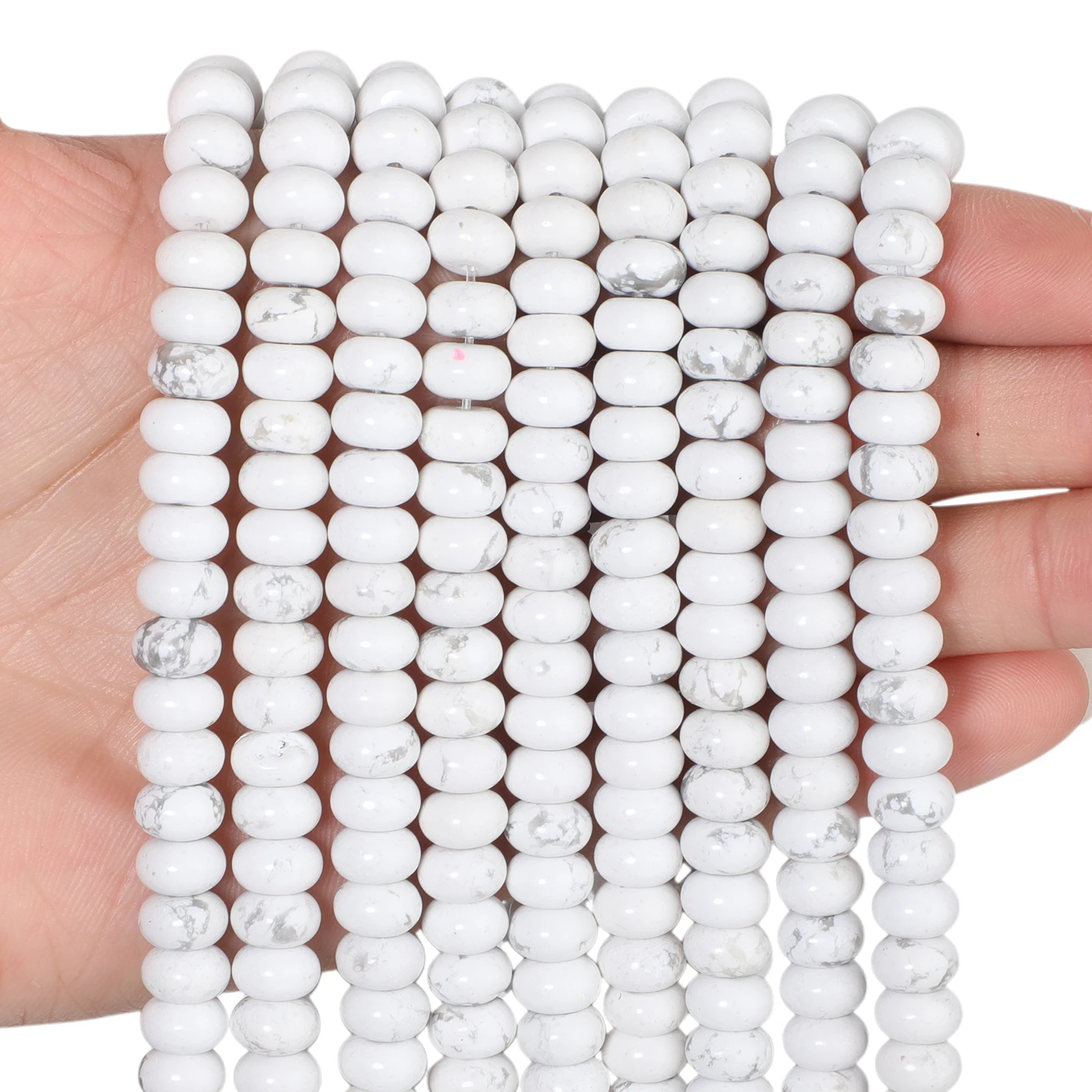 5x8mm Natural Abacus Rondelle Stone White Howlite Turquoise Flat Round DIY Bracelets Loose Beads For Jewelry Making Supplies