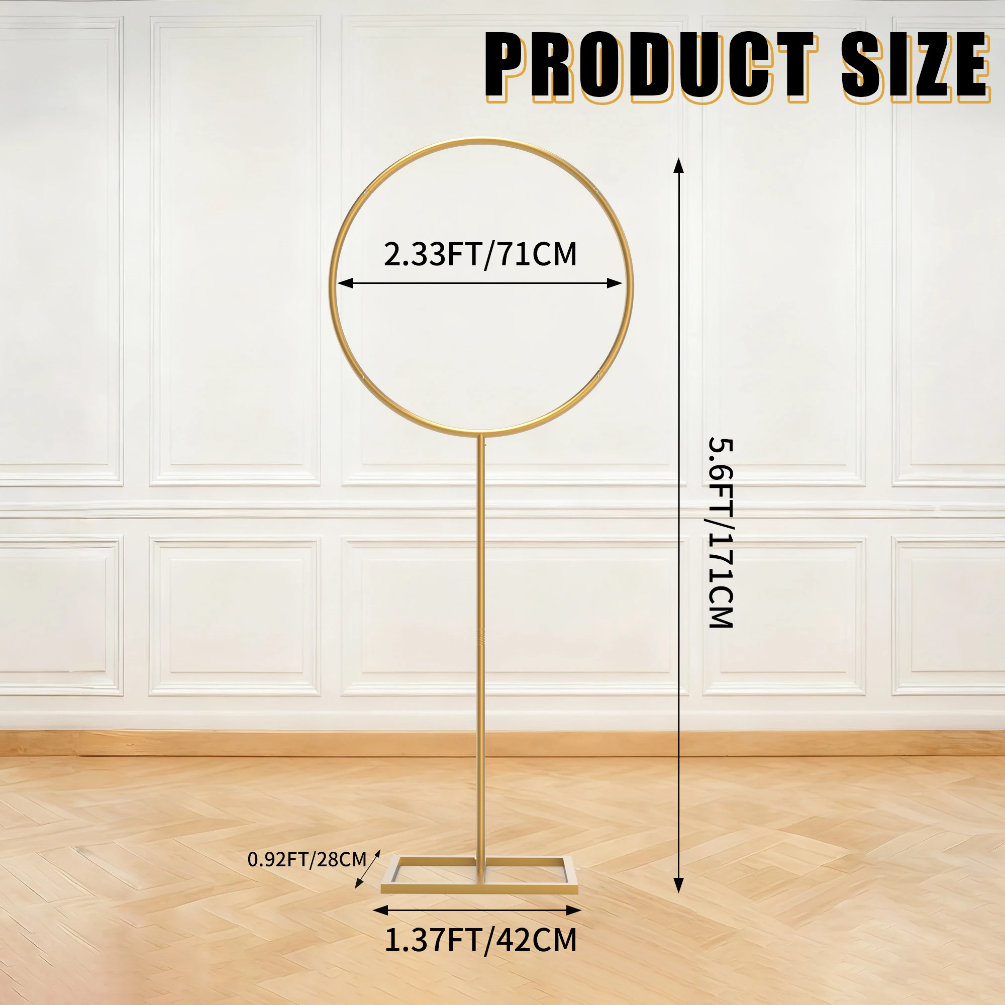 1 Piece, Circular Arch Stand for Display on the Ground, with Rectangular Base, Suitable for Weddings, Birthdays, and Parties