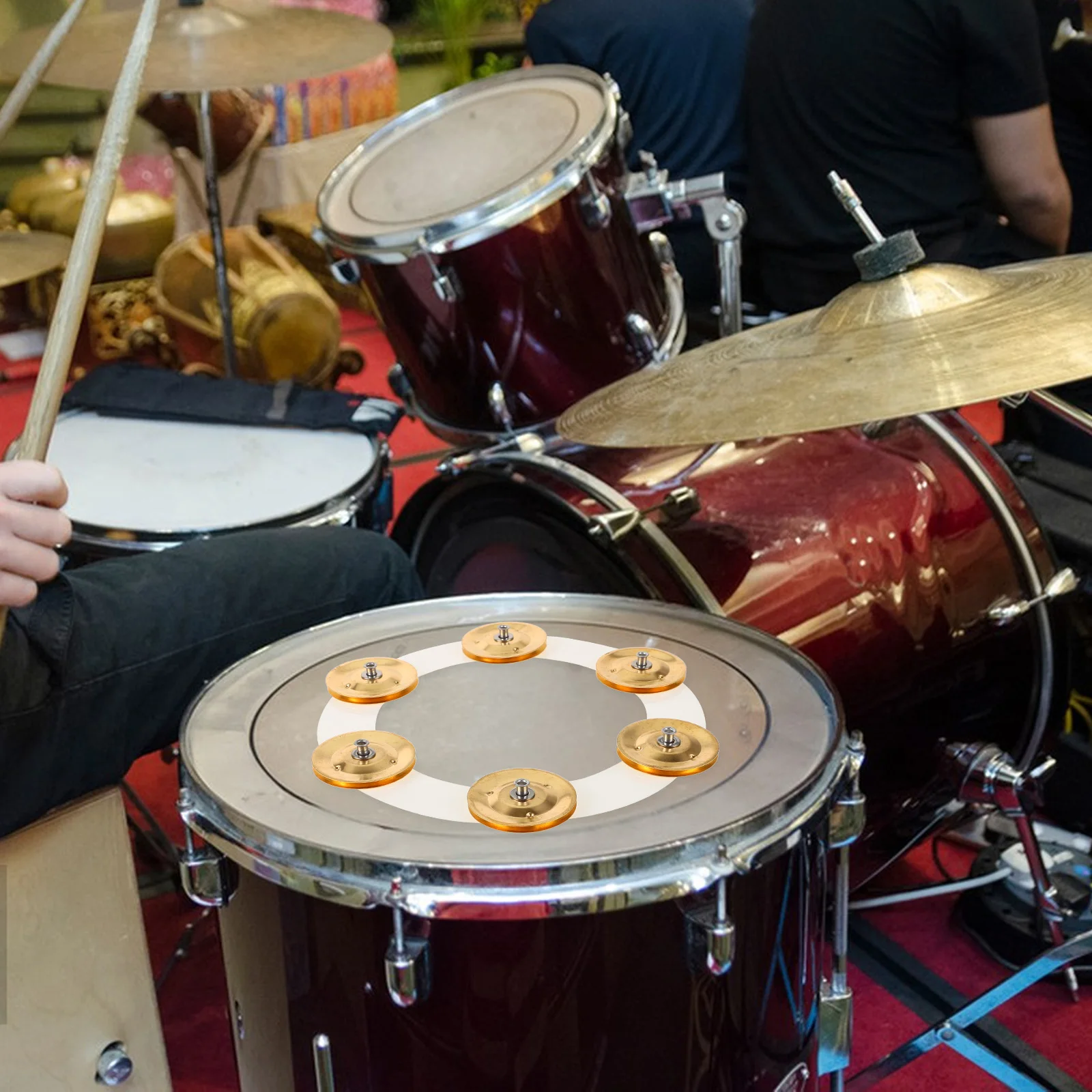 

Cymbal Bell Ring Sturdy Metal Tambourine Attachment For Drum Kit Enhanced Sound Performance Drum Accessory Replacement