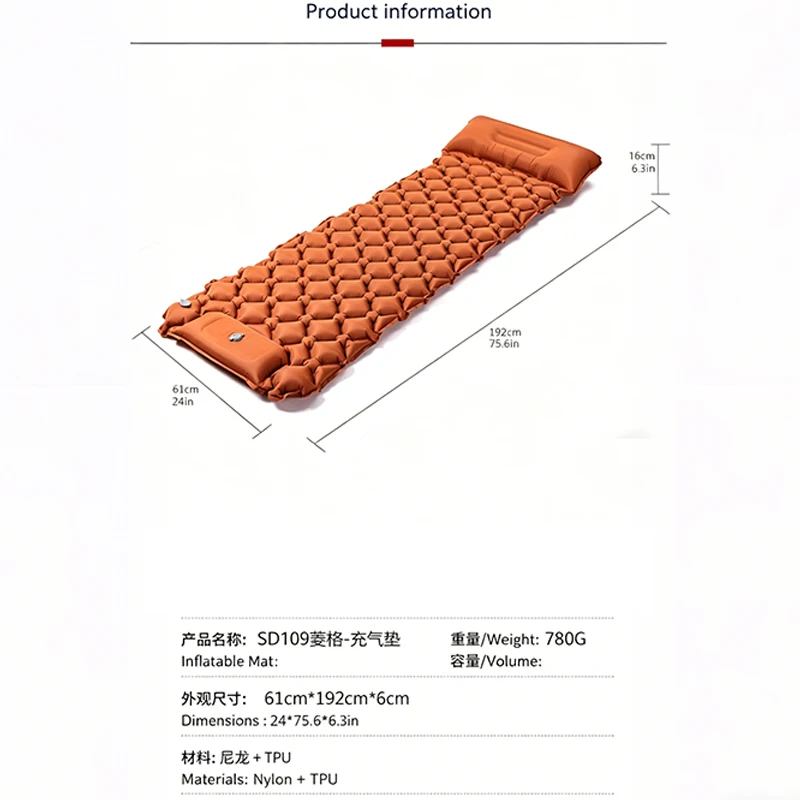 Inflatable Camping Mats Sleeping Pad Outdoor Tourist Air Cushion With Pillow Self-Inflating Mattress For Hiking Picnic