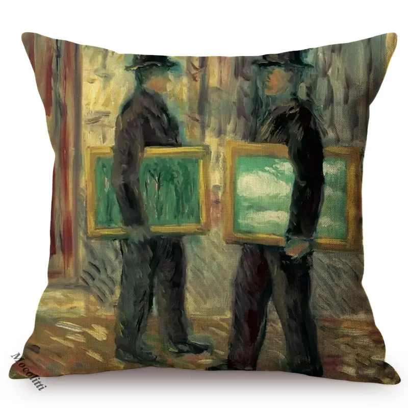 Rene Magritte Surrealism Abstract Painting Art Living Room Sofa Decorative Pillow Case Cotton Linen Office Chair Cushion Cover