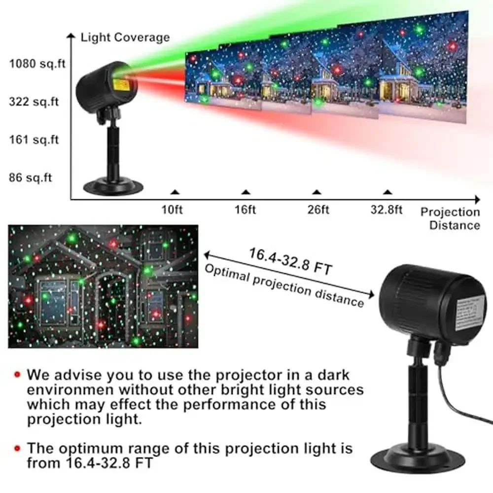 Outdoor RGB Christmas Laser Projector Lights 2 Pcs with Remote Control Waterproof Motion Xmas Projector Holiday Decorations