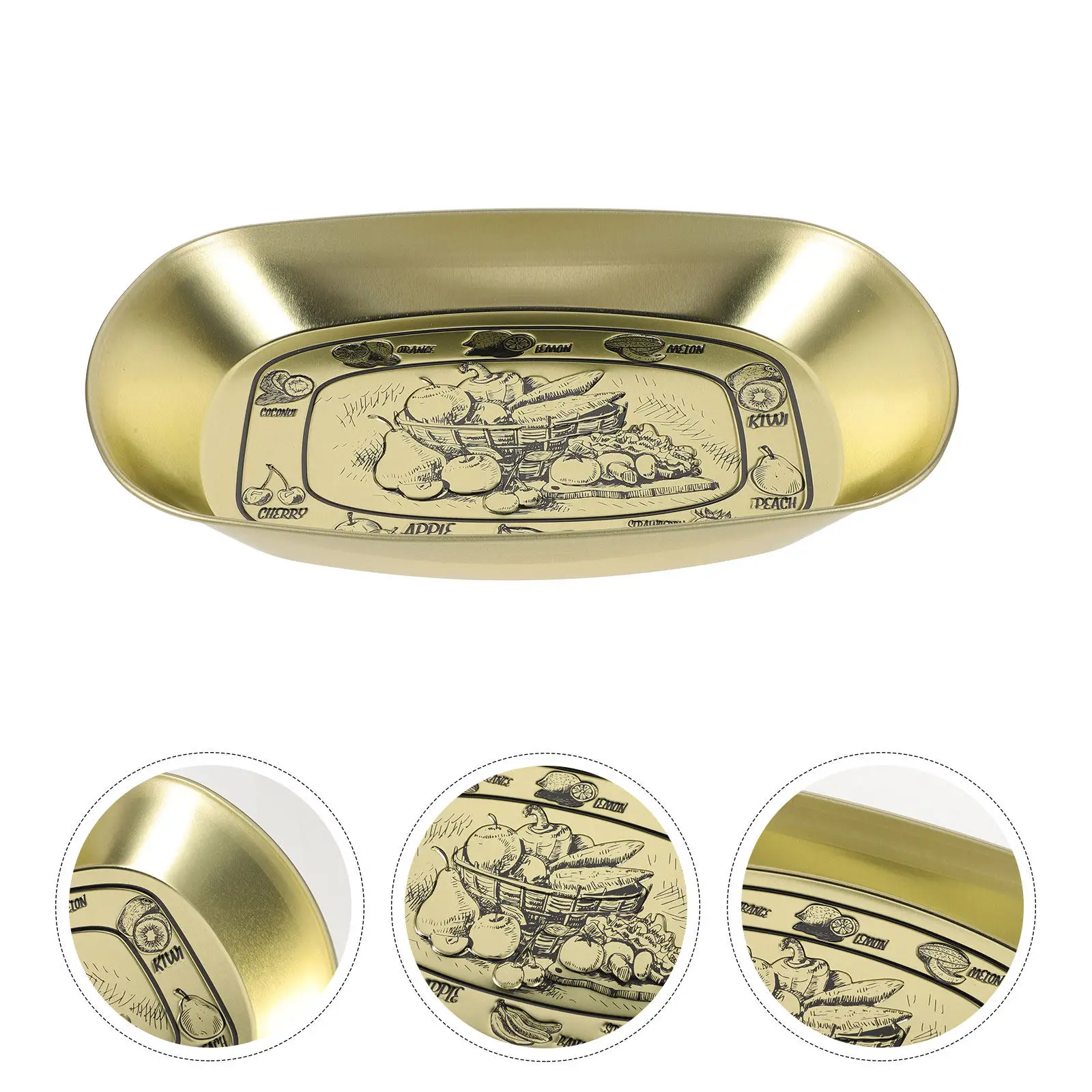 Premium Thick Tinplate Dessert Serving Tray Decorative Fruit Plate for Coffee Table Desktop Vanity Dresser Breakfast Snack