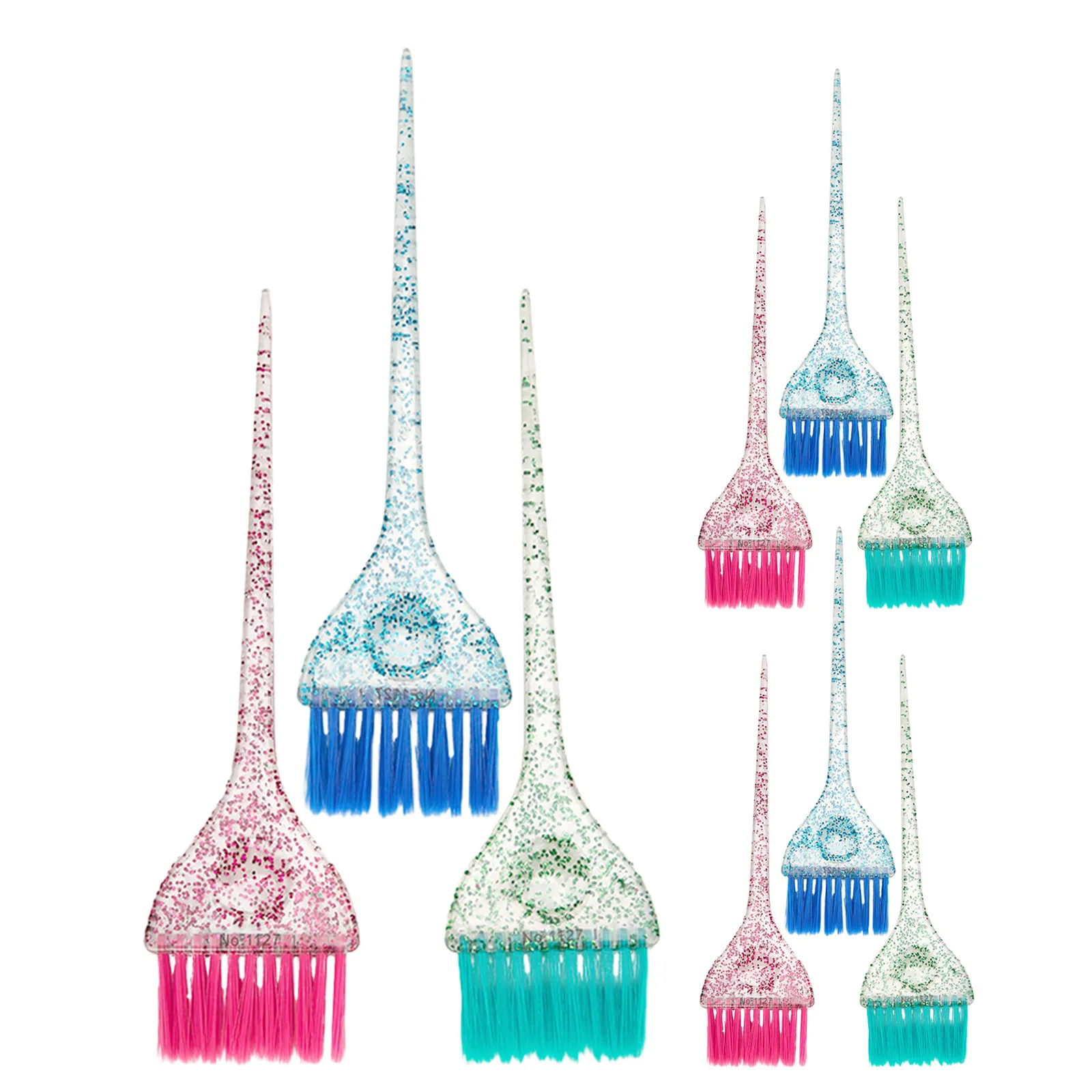 

Набор из 9 профессиональных кистей для окрашивания волос с эргономичной ручкой, для салонов, для мелирования и точечной коррекции, пластиковые