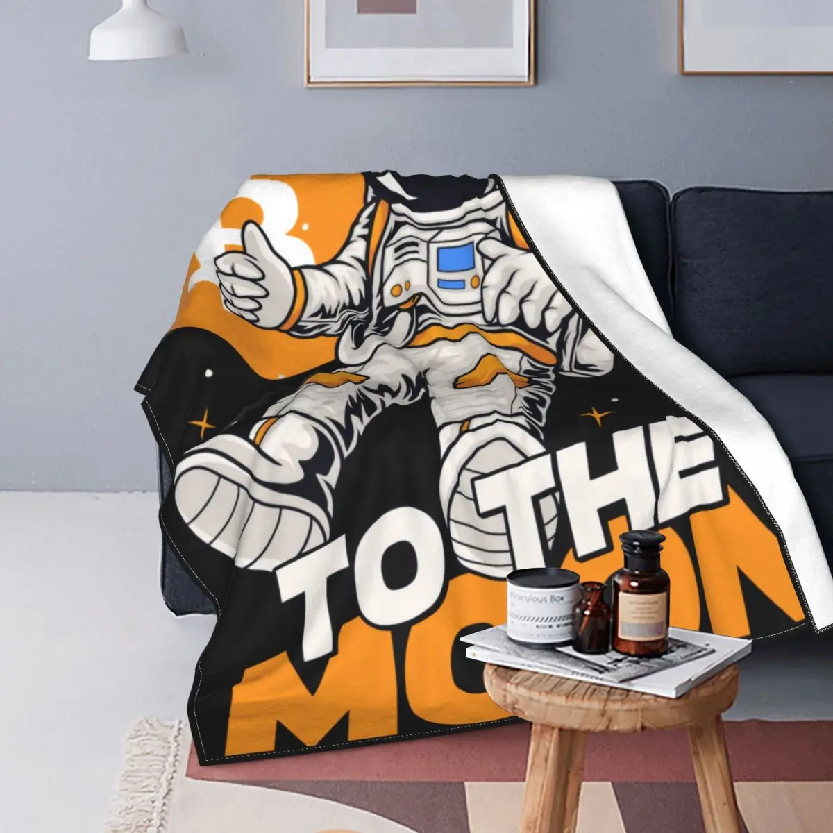 

Bitcoin To The Moon Blanket Soft Fleece Warm Flannel Astronaut Cryptocurrency BTC Throw Blankets for Sofa Car Bedroom Bedspread