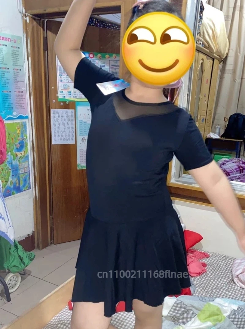 زي ممارسة رقص الباليه الأسود للسيدات، تنورة شاش بأكمام قصيرة للبالغين، ملابس ضيقة، زي أداء المسرح