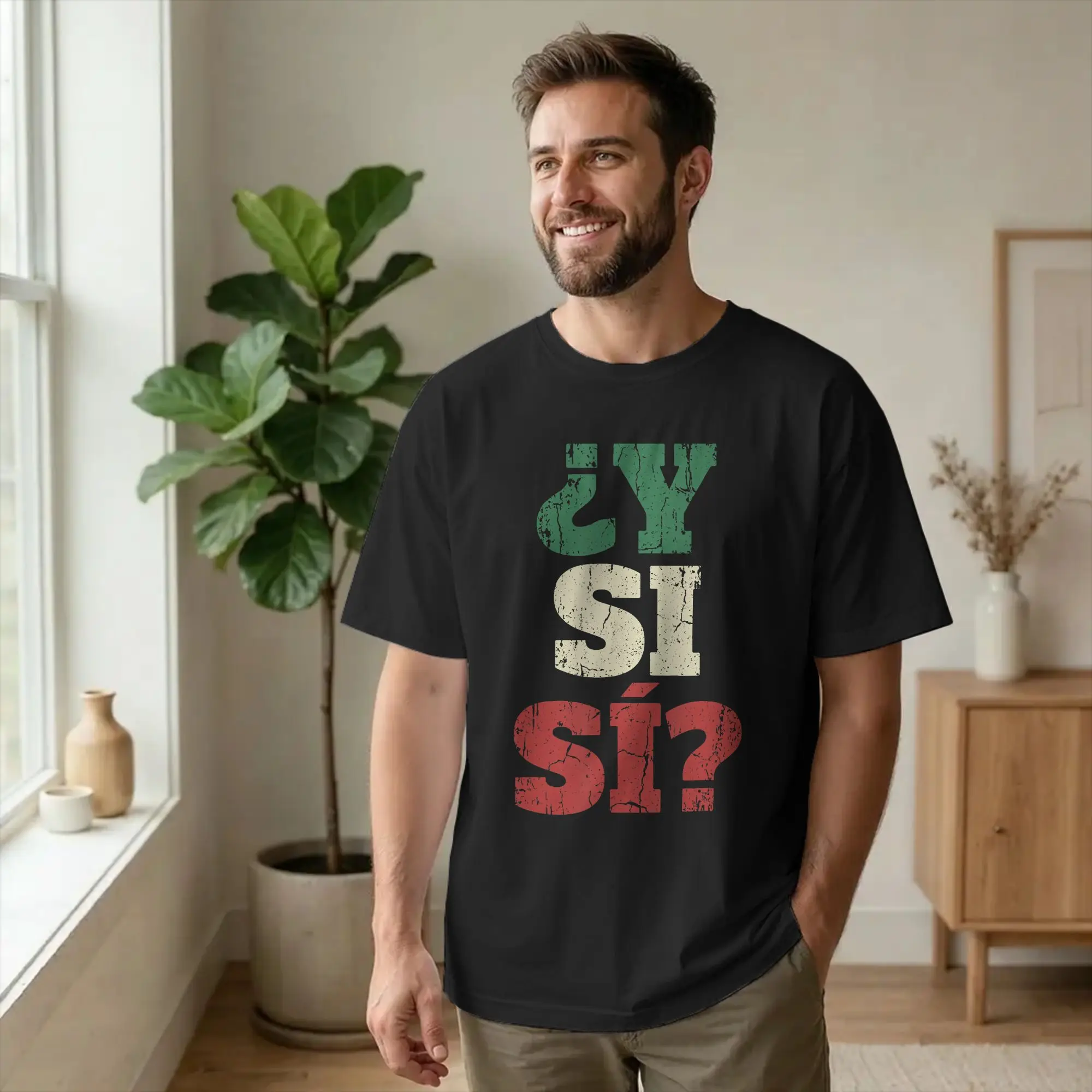 T-shirt pour hommes avec citation optimiste en espagnol Y Si Si, drapeau du Mexique, t-shirts de loisirs à manches courtes, col rond, en coton, vêtements grande taille