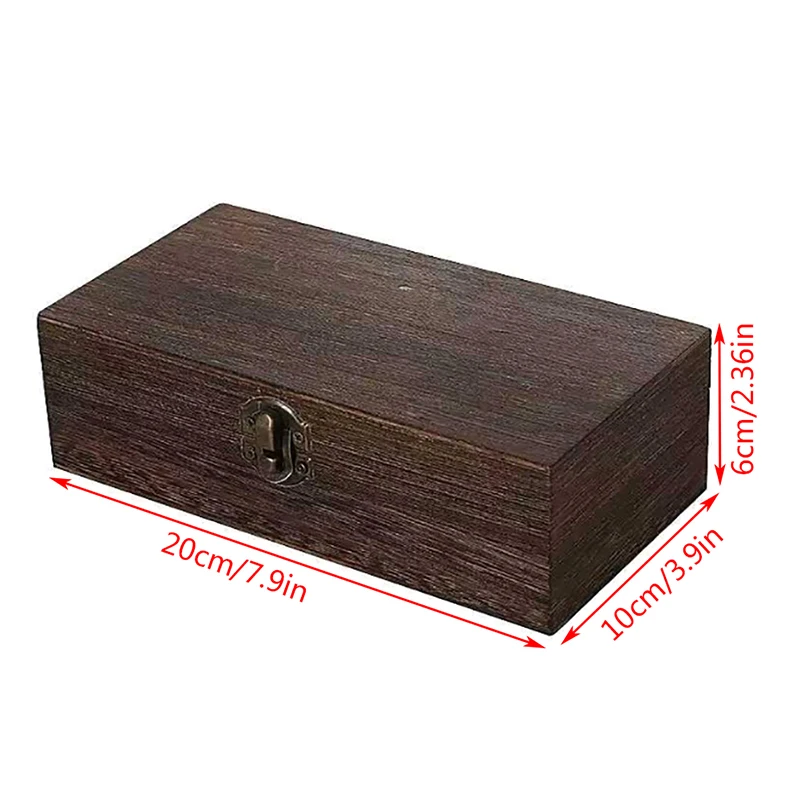 레트로 직사각형 나무 보관함, 쥬얼리 데스크탑 정리함 목재 조가비 용기 선물