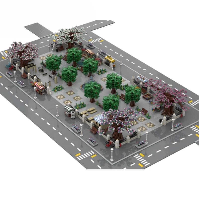 Hot 9795 PCS MOC Stad Straatweergaven Modulaire Stad Vierkant Bouwsteen Diy Educatieve Montage Kinderen Speelgoed Verjaardag Kerstcadeau