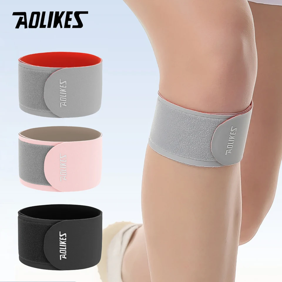 AOLIKES 1PCS Patellar Tendon Band,Ultra Thin Anti-slip Adjustable Compression Knee Strap for Running Cycling Workout, Unise