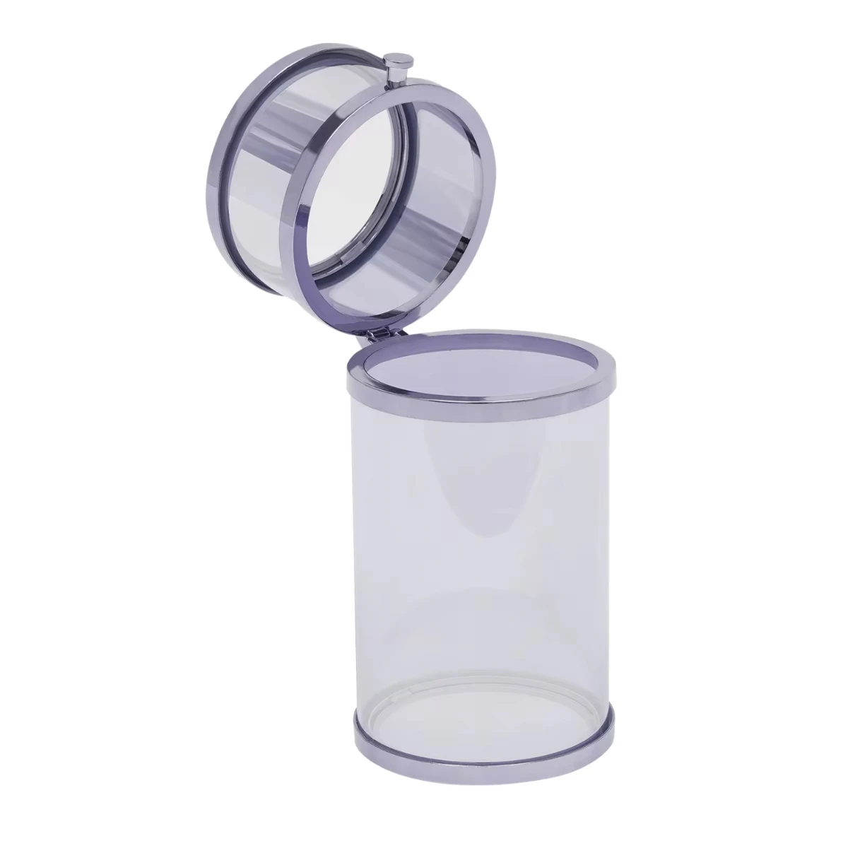 

Vintage Style Grey Makeup Brush Holder Round Glass Cosmetics Brushes Organizer with Dustproof Lid Large Capacity Box Tissue box