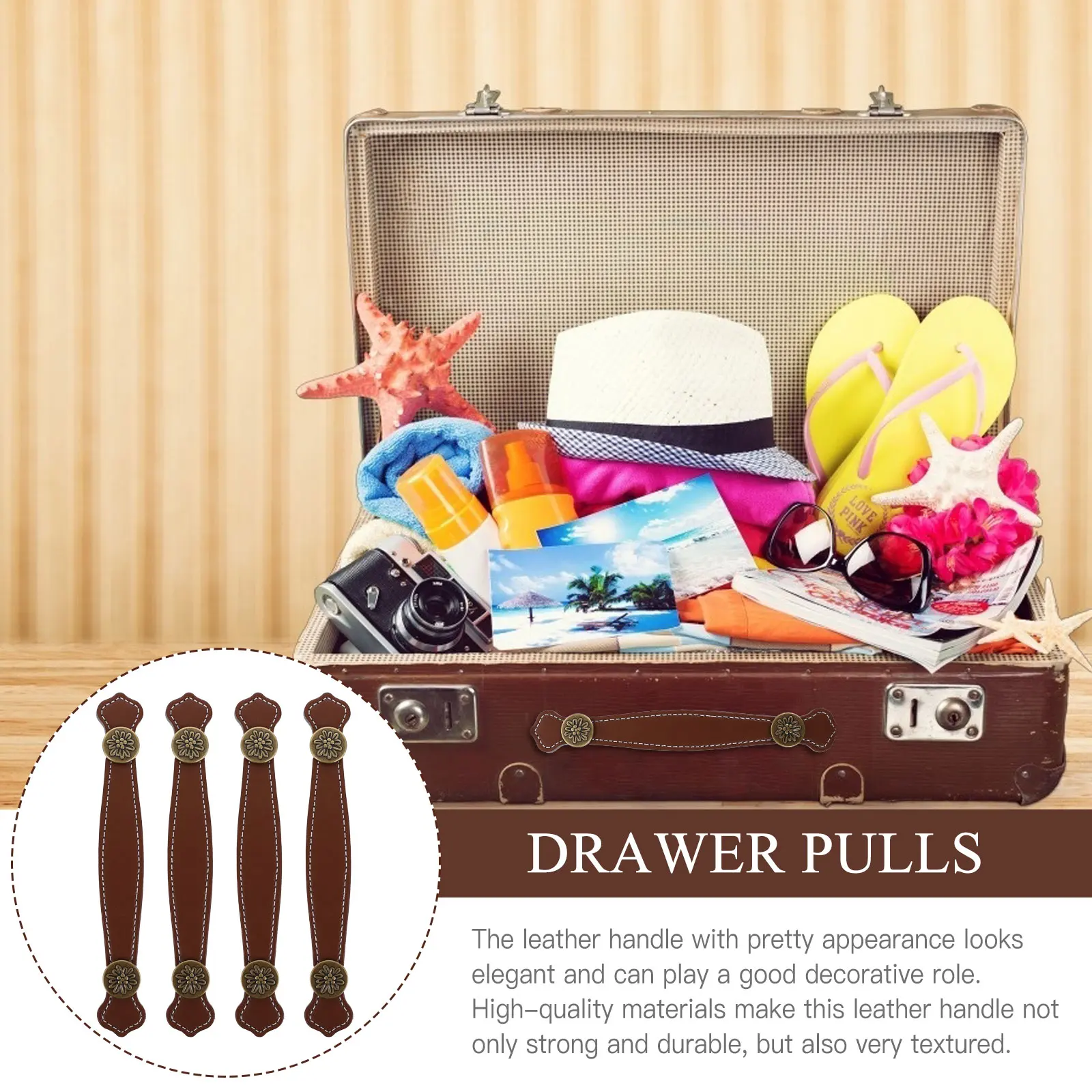 

4pcs Suitcase Handles Zinc Alloy Retro Cabinet Drawer Pulls Durable Decorative Furniture Handle Luggage Pull Knobs