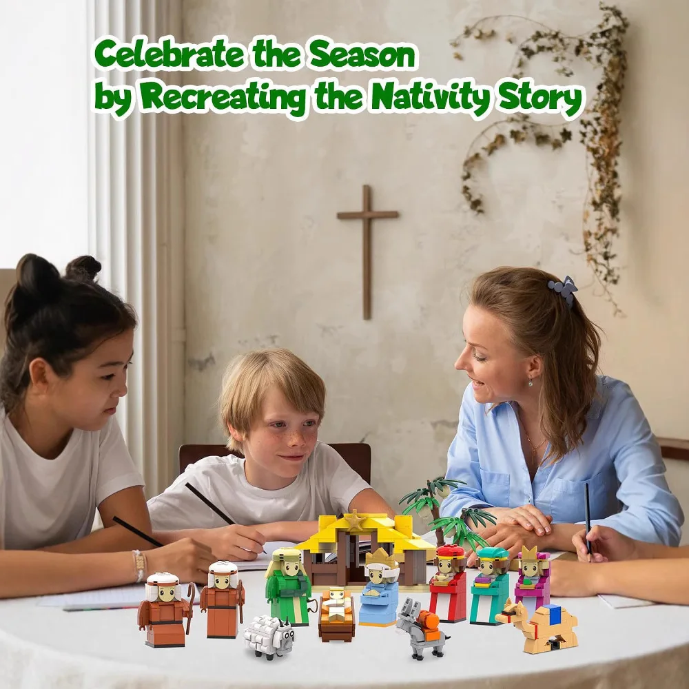 عيد الميلاد تقويم القدوم اللبنات صندوق DIY شجرة القطار المسيحي الطوب للطفل هدية عيد الميلاد 24 يومًا صندوق تقويم القدوم