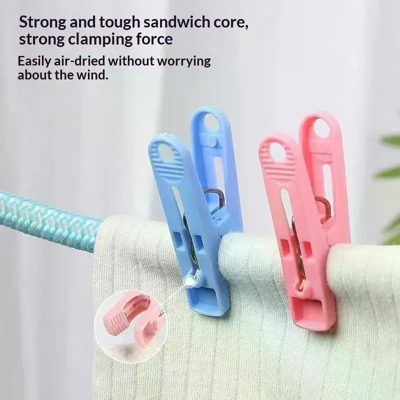 Waterproof Windproof Plastic Clothesline Clips Multifunctional Durable Clips for Drying Socks Towels Home Outdoor Laundry