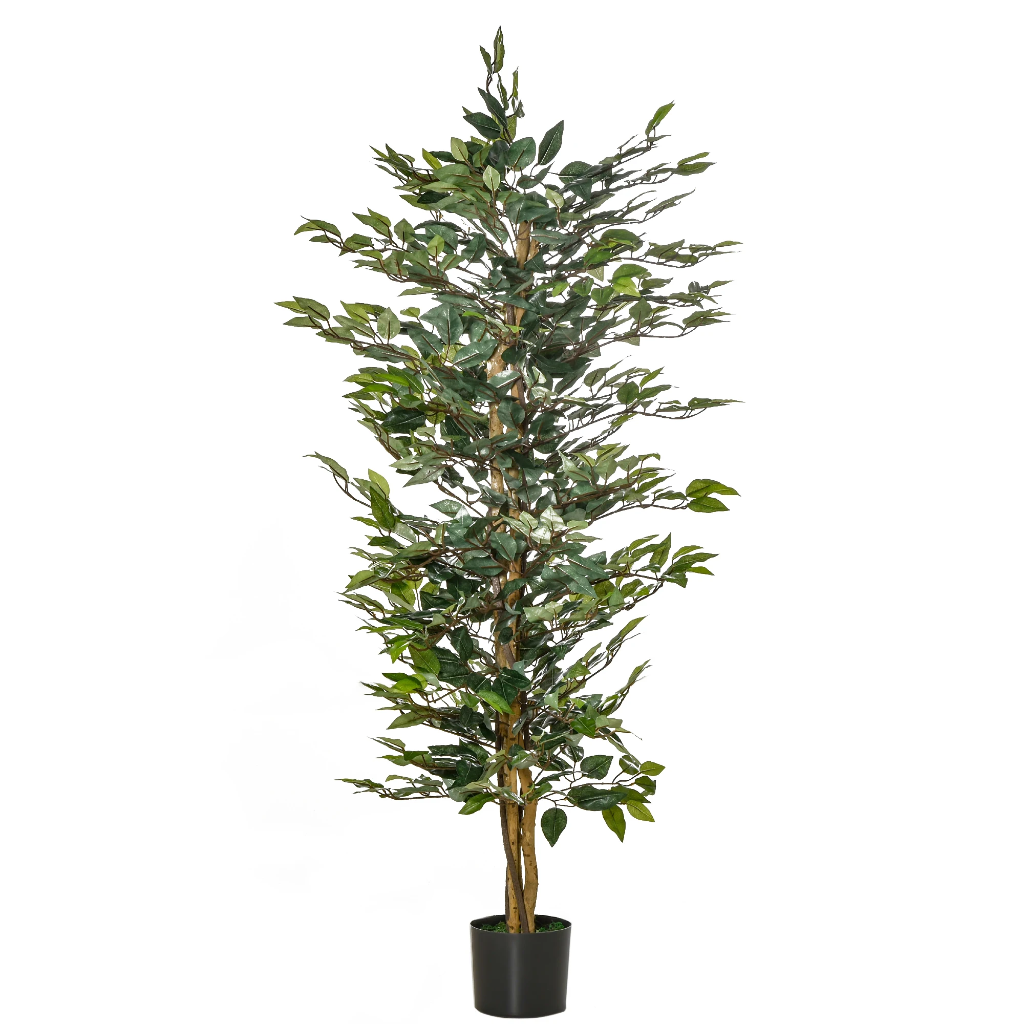 Homcom Artificial Ficus with Logs Pots and 1008 Leaves Ø17X150 cm Green