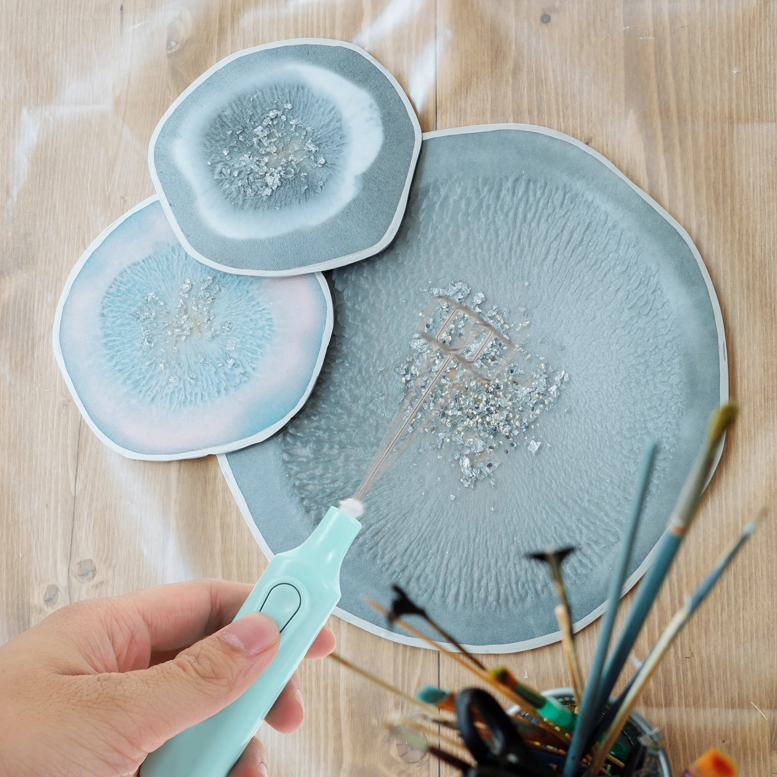 1 set Electric Mixer Pigment Stirrer Premium Material PP Paint Blender Color Mixing Low Noise No Overflow Space Saving Base