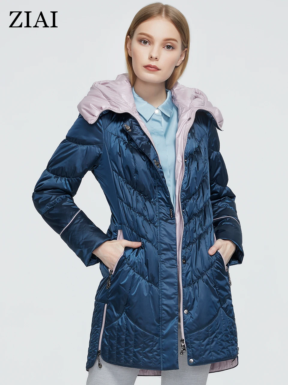 ZIAI 2022 Women Winter Cotton Parka Female Middle Length Warm Jacket Graceful Lines Perfect Quality Factory Quality ZM-5810