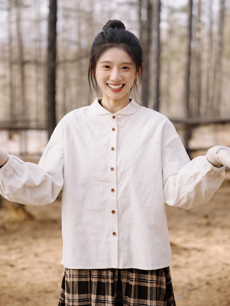 

Cotton Corduroy irt Vintage Basic Sle ort Sve Women's Faion Soft Velvet Feel Inner Wear T Top for Youth