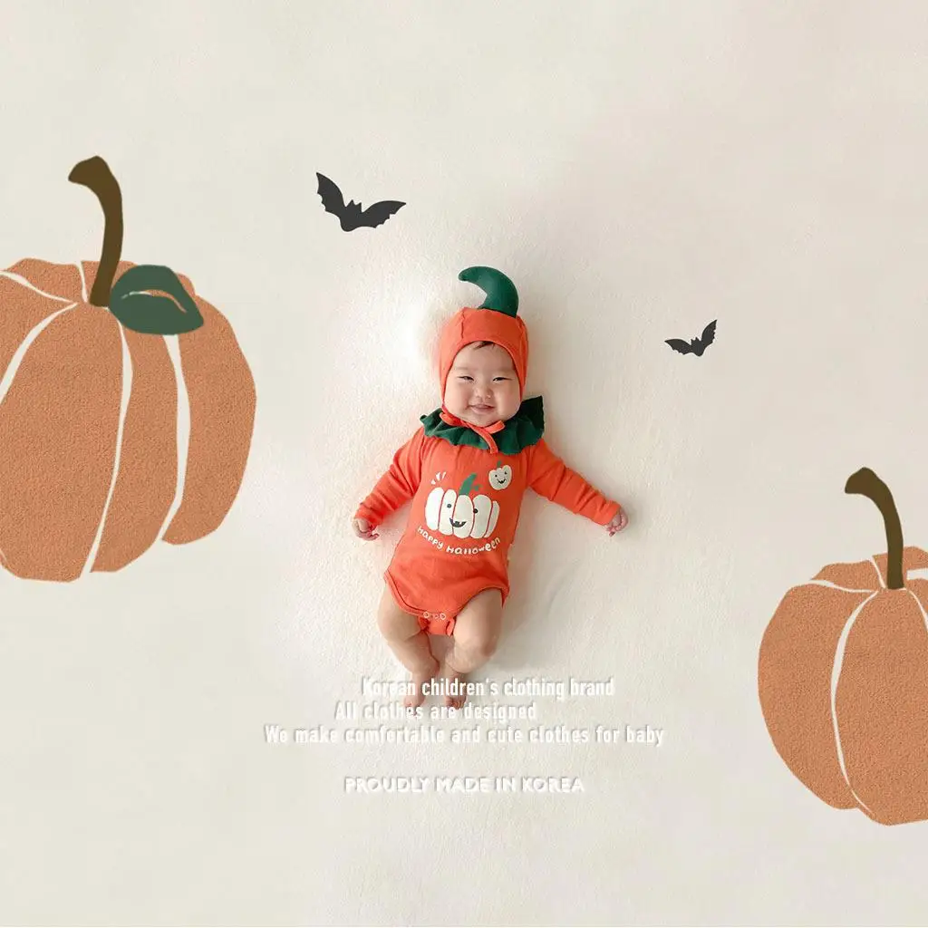 Korean version of childrens pumpkin shaped baby clothes for shooting clothes roupa bebe  ベビー　コスチューム  disfraz bebes