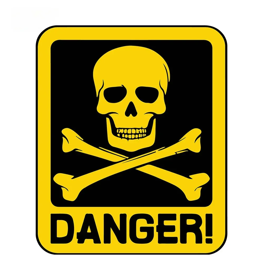 Danger Sign With Skull Symbol PVC Car Sticker Decal  10.7cm*12.9cm